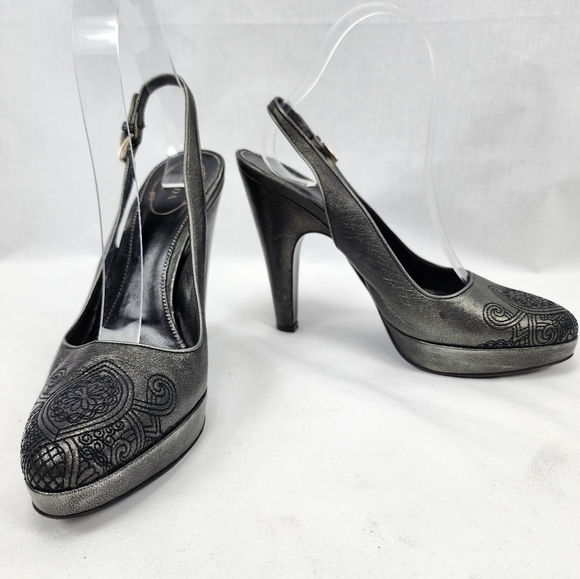 Prada Milano Close Toe Slingback Heel 37.5 US 7.5 Made in Italy  🇮🇹 - Picture 3 of 11